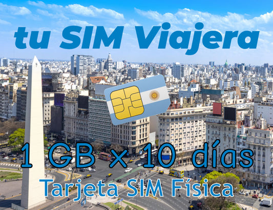 ARGENTINA - Tarjeta SIM Física con 1 GB de Datos