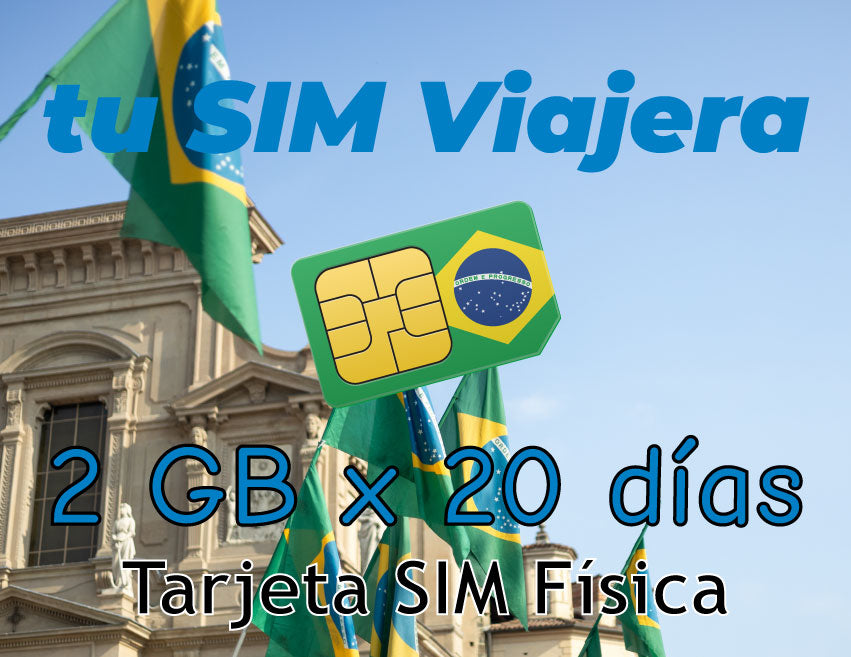 BRASIL - Tarjeta SIM Física con 2 GB de Datos