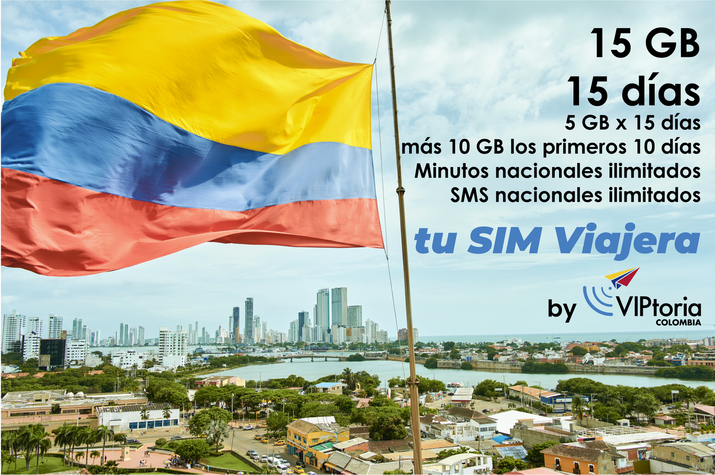 SIM Física Local COLOMBIA - 15 GB / Llamadas / SMS x 15 días