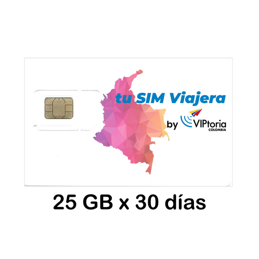 SIM Physique Locale COLOMBIE - 25 Go / Appels / SMS x 30 jours 