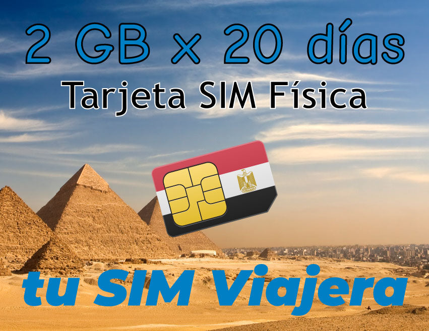 EGIPTO - Tarjeta SIM Física con 2 GB de Datos