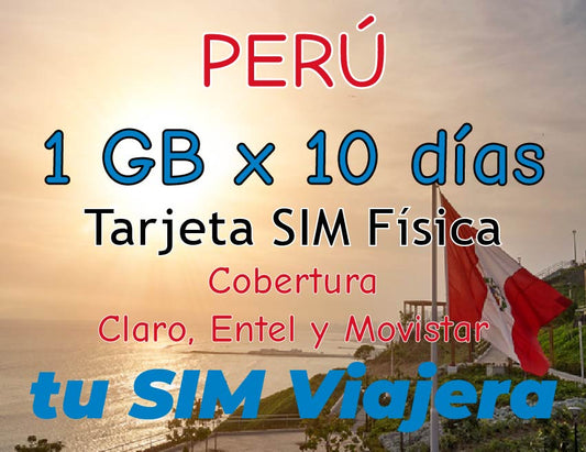 PERÚ - Tarjeta SIM Física con 1 GB de Datos